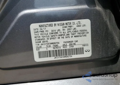 2017 Infiniti Q50 Base z USA, uszkodzony, nr VIN JN1CV7AR3HM682724